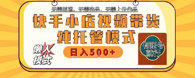 快手小店托管代运营，无需剪辑，无需选品，无需上传作品，全程无需操作，轻松月入5k+【揭秘】-娱乐网赚