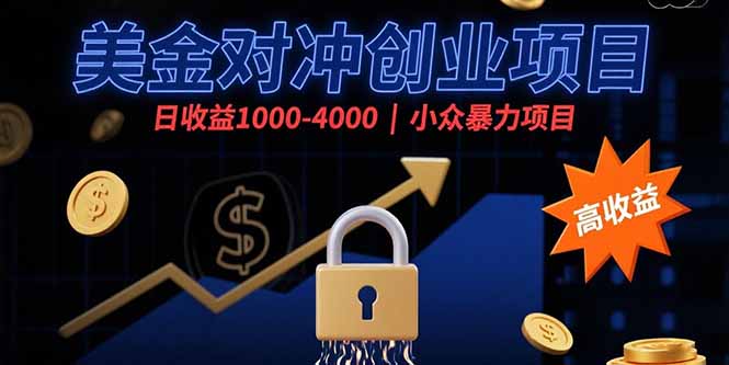 美金对冲创业项目，日收益1000-4000，小众暴力项目-娱乐网赚