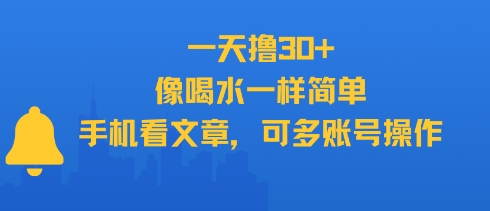 一天撸30+，像喝水一样简单，手机看文章，可多账号操作-娱乐网赚