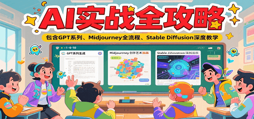 AI实战全攻略，包含GPT系列、Midjourney全流程、Stable Diffusion深度教学-娱乐网赚