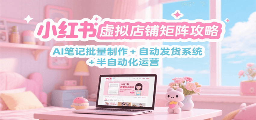 小红书虚拟店铺矩阵攻略：AI笔记批量制作 + 自动发货系统 + 半自动化运营-娱乐网赚