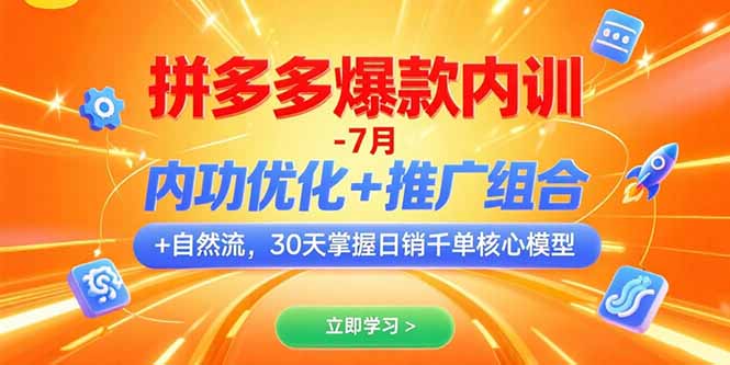 拼多多爆款内训-7月 内功优化+推广组合+自然流 30天掌握日销千单核心模型-娱乐网赚