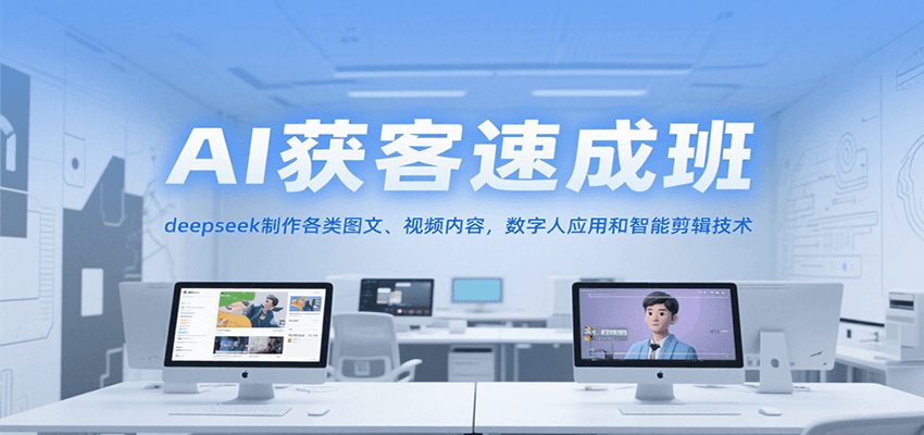 AI获客速成班，deepseek制作各类图文、视频内容，数字人应用和智能剪辑技术-娱乐网赚