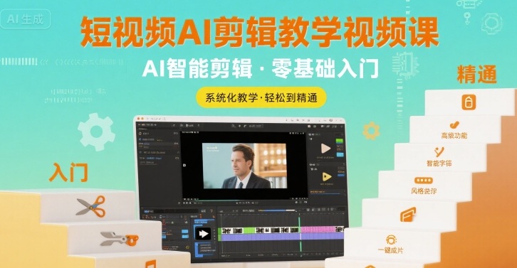 短视频AI剪辑教学视频课，入门到精通-娱乐网赚