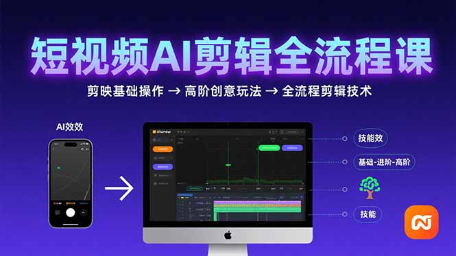 短视频AI剪辑技能，从剪映基础操作到高阶创意玩法，全流程剪辑技术-娱乐网赚