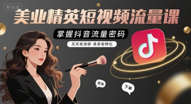美业精英短视频流量课，掌握抖音流量密码，天天有询单，条条有转化-娱乐网赚