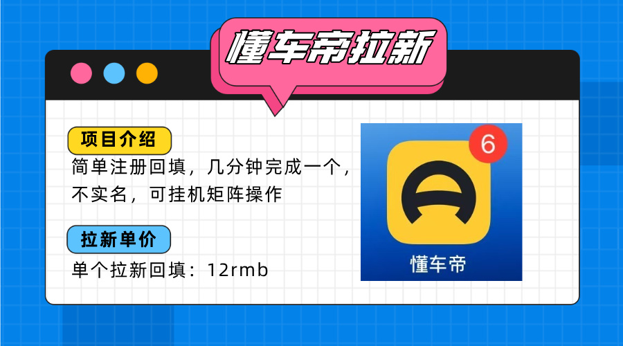懂车帝邪修拉新玩法，简单注册回填，不sm，单个拉新12rmb，轻松日入200+-娱乐网赚