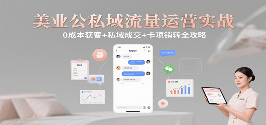 美业公私域流量运营实战：0成本获客+私域成交+卡项销转全攻略-娱乐网赚