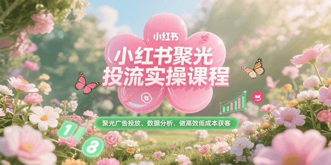小红书聚光投流实操课程，聚光广告投放、数据分析、做高效低成本获客-娱乐网赚