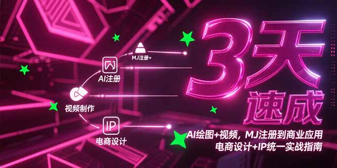 3天速成AI绘图+视频，MJ注册到商业应用，电商设计+IP统一实战指南-娱乐网赚