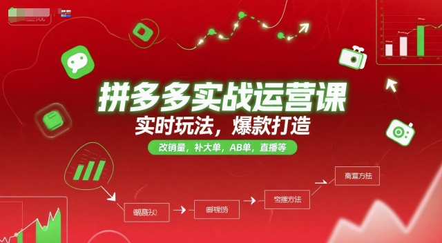 拼多多实战运营课，实时玩法，爆款打造，改销量，补大单，AB单，直播等(更新2025月)-娱乐网赚