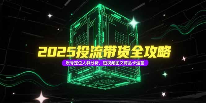 2025投流带货全攻略，账号定位人群分析，短视频图文商品卡运营-娱乐网赚