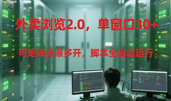 外卖浏览2.0，单窗口30+可矩阵无限多开，脚本全自动运行【揭秘】-娱乐网赚