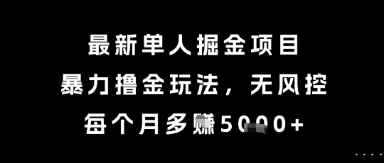 最新单人掘金项目，暴力撸金玩法，无风控，每个月多挣5k+【揭秘】-娱乐网赚