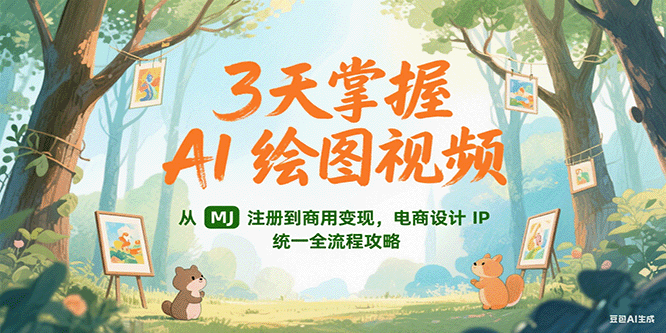 3天掌握AI绘图视频，从MJ 注册到商用变现，电商设计IP统一全流程攻略-娱乐网赚