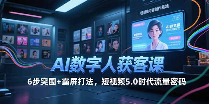 AI数字人获客课，6步突围+霸屏打法，短视频5.0时代流量密码-娱乐网赚