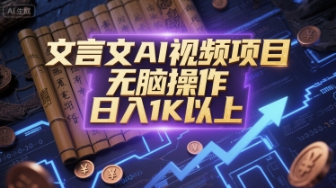 文言文AI视频项目，无脑操作，日入1K以上-娱乐网赚
