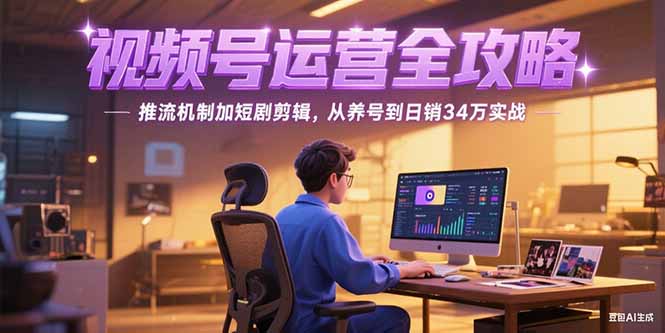 2025视频号运营全攻略，推流机制加短剧剪辑，从养号到日销34万实战-娱乐网赚