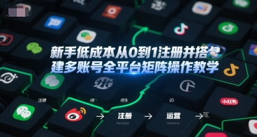 新手低成本从0到1注册并搭建多账号全平台矩阵操作教学，手机号-邮箱-IP-工具-娱乐网赚