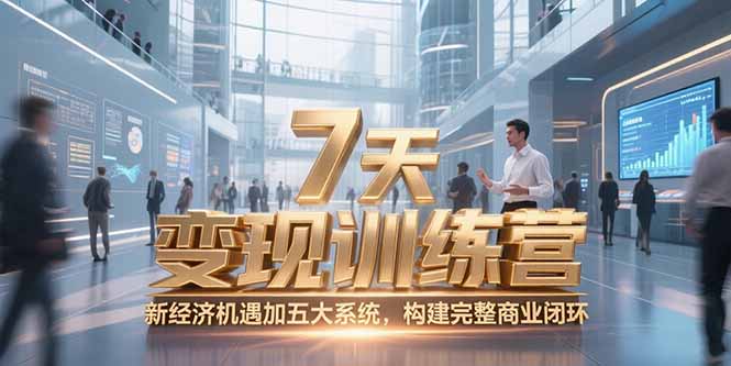 7天咨询师变现训练营，新经济机遇加五大系统，构建完整商业闭环-娱乐网赚