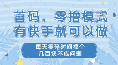首码零撸项目，有快手就可以做，每天业务时间搞个几张不是问题【揭秘】-娱乐网赚
