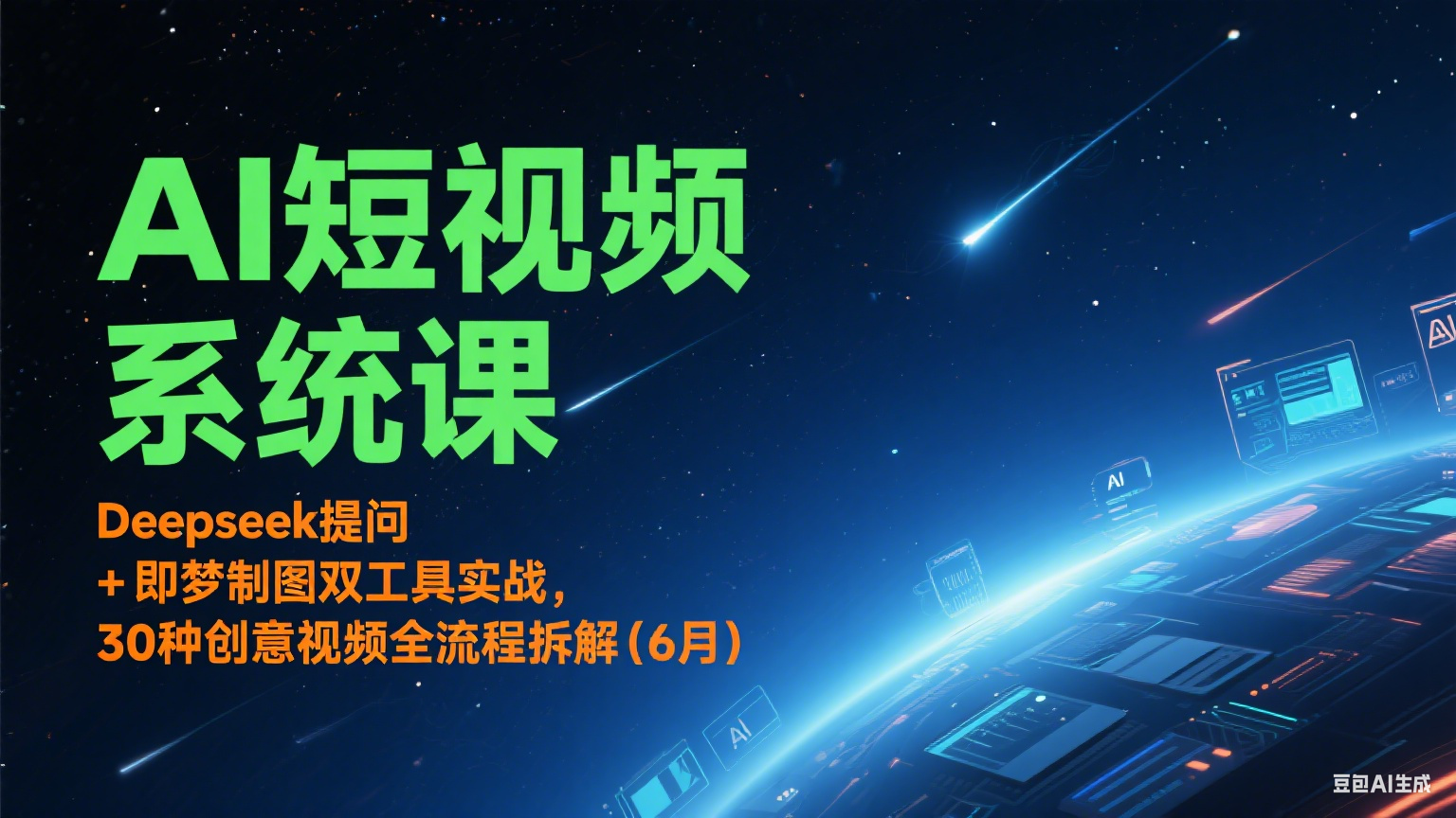 AI短视频系统课：Deepseek提问 + 即梦制图双工具实战，30种创意视频全流程拆解(6月)-娱乐网赚