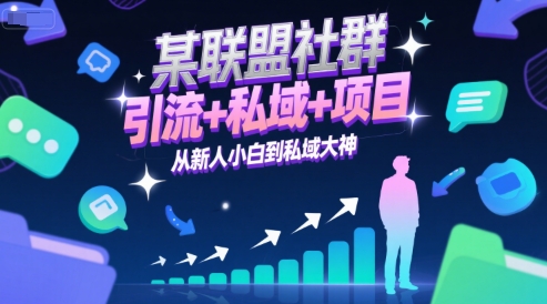 某联盟社群，引流+私域+项目，从新人小白到私域大神-娱乐网赚