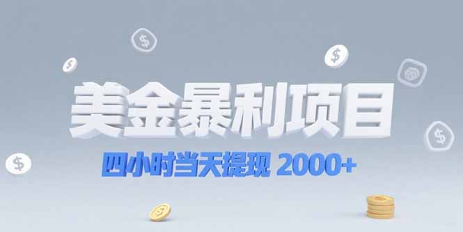 美金暴利项目，四小时当天提现 2000+机会留给会选赛道的人-娱乐网赚