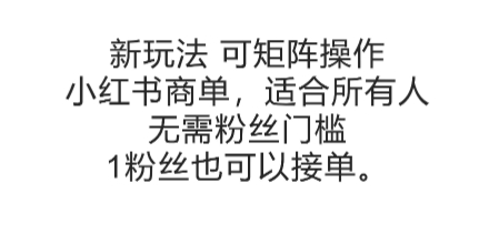 可矩阵操作，小红书商单新玩法，适合所有人，无需粉丝门槛，1粉丝也可以接单-娱乐网赚