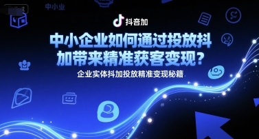 中小企业如何通过投放抖加带来精准获客变现？企业实体抖加投放精准变现秘籍-娱乐网赚
