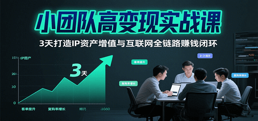 小团队高变现实战课，3天打造IP资产增值与互联网全链路赚钱闭环(第二期)-娱乐网赚