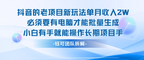 老项目新玩法单月收入2W小白有手就能操作长期项目-娱乐网赚
