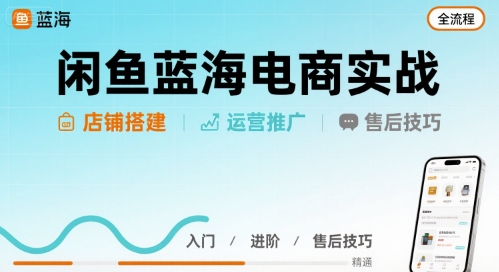 闲鱼蓝海电商实战，店铺搭建运营售后全流程-娱乐网赚