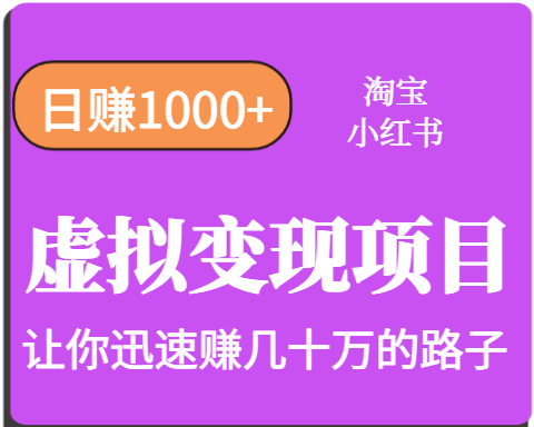 淘宝OR小红书虚拟变现，日赚1000+，多账号操作年收入几十W不等-娱乐网赚