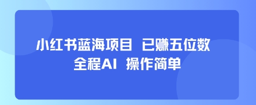 小红书蓝海项目，全程AI，操作简单，已挣五位数-娱乐网赚