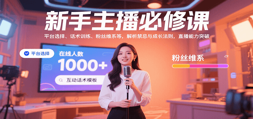 新手主播必修课：平台选择、话术训练、粉丝维系等，解析禁忌与成长法则，突破直播能力-娱乐网赚