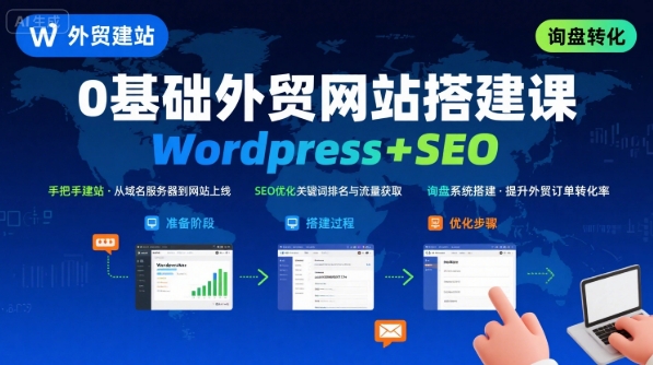 WordPress外贸建站+SEO优化课程，手把手教你从0到1搭建可获得询盘的外贸网站-娱乐网赚