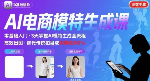 AI模特进阶课程，0基础高效生成逼真电商模特图-娱乐网赚