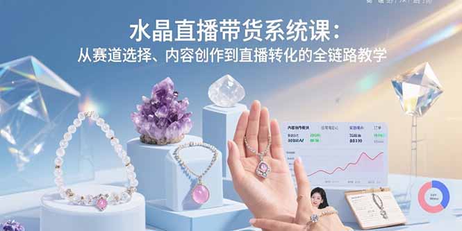 水晶直播带货系统课：从赛道选择、内容创作到直播转化的全链路教学-娱乐网赚