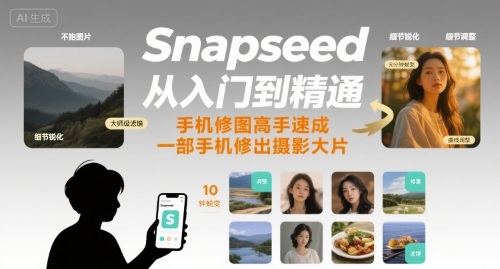 Snapseed从入门到精通，手机修图高手速成，一部手机就能修出摄影大片-娱乐网赚