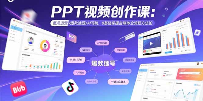 PPT视频创作课：账号运营/爆款选题/AI写稿，0基础掌握自媒体全流程方法论-娱乐网赚