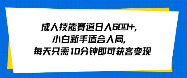 成人技能赛道日入多张，小白新手适合入局，每天只需10分钟即可获客变现-娱乐网赚