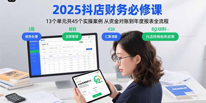 2025抖店财务必修课：13个单元共45个实操案例 从资金对账到年度报表全流程-娱乐网赚