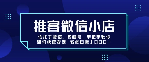 推客微信小店依托于微信、视频号，手把手教你如何快速变现 轻松日入1k+【揭秘】-娱乐网赚