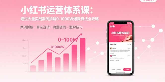 小红书运营体系课：通过大量实战案例拆解0-1000W爆款算法全攻略-娱乐网赚