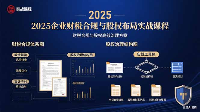 2025企业财税合规与股权布局的实战课程：财税合规与股权高效治理方案-娱乐网赚