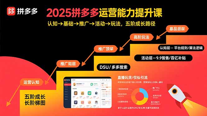 2025拼多多运营能力提升课：认知→基础→推广→活动→玩法，五阶成长路径-娱乐网赚