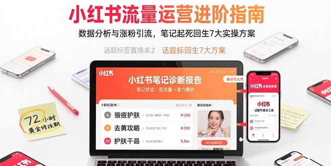 小红书流量运营进阶指南，数据分析与涨粉引流，笔记起死回生7大实操方案-娱乐网赚