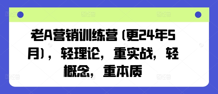 老A营销训练营(更25年8月)，轻理论，重实战，轻概念，重本质-娱乐网赚