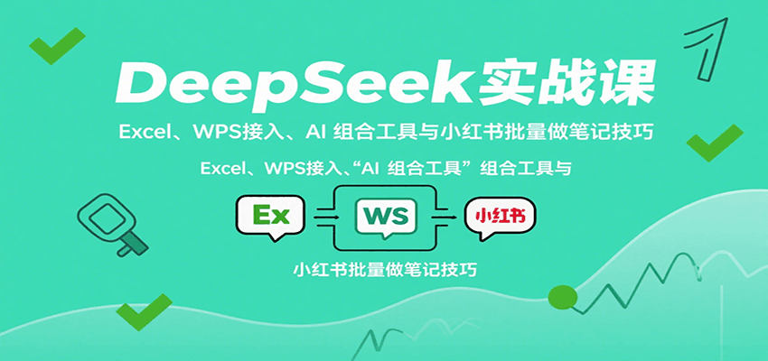 DeepSeek实战课：Excel、WPS接入、AI 组合工具与小红书批量做笔记技巧-娱乐网赚